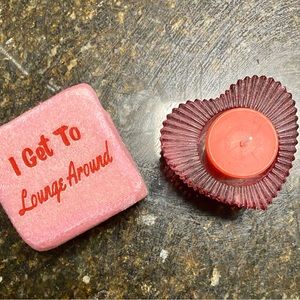 ❤️Glass red Heart votive holder & Dice